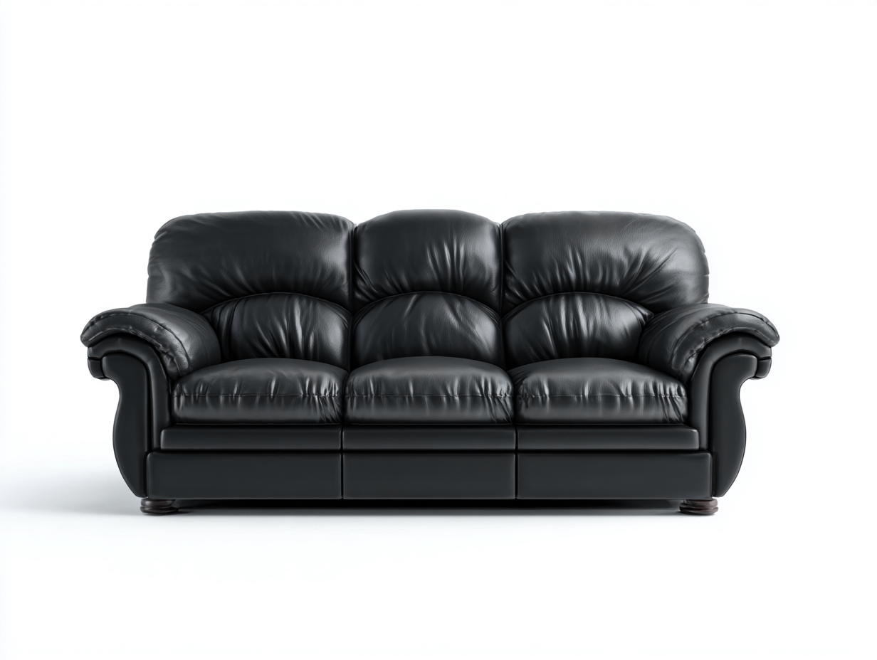 Sofás 3 plazas de piel sintética 210x95x100 cm - color negro - diseño clásico confortable-Mitaaloft