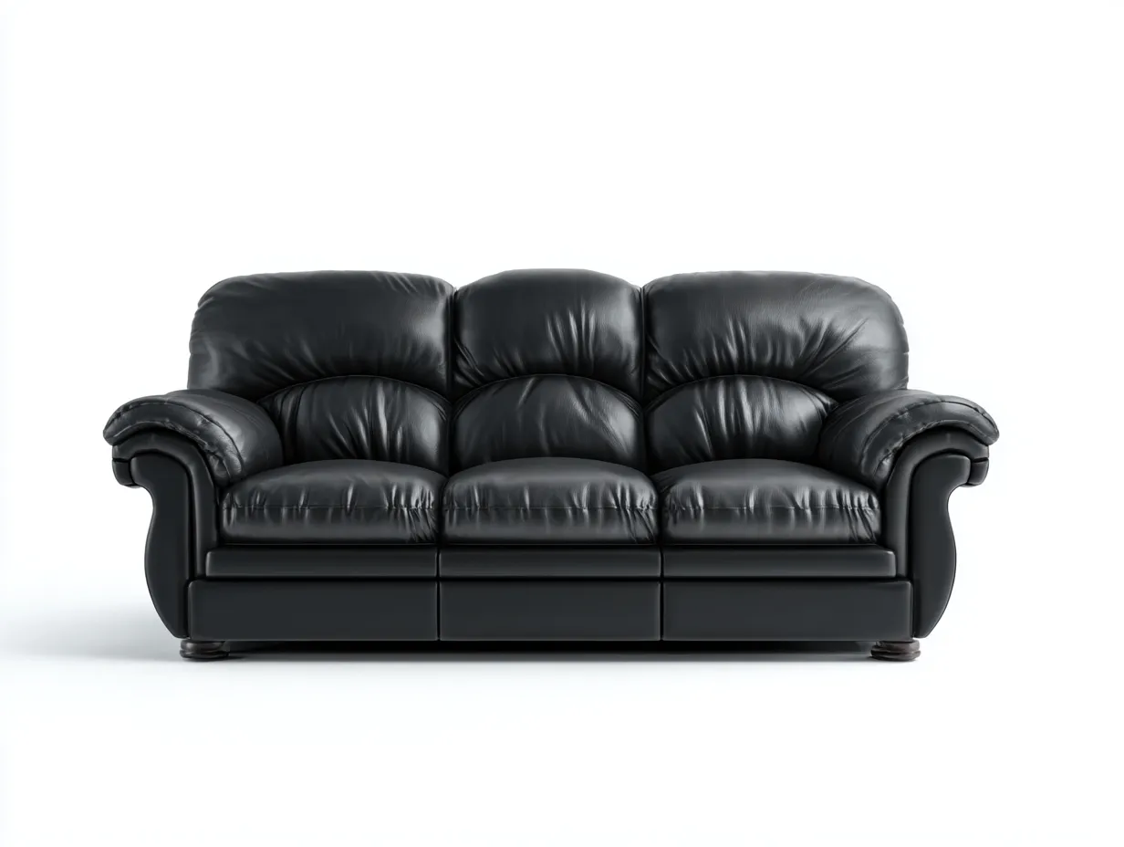 Sofás 3 plazas de piel sintética 210x95x100 cm - color negro - diseño clásico confortable-Mitaaloft
