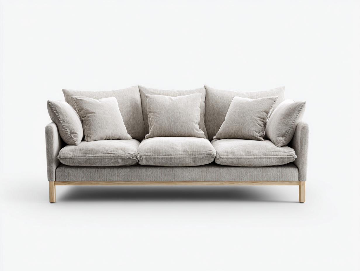 Sofás 3 plazas tela 198x88x82 cm gris moderno diseño ligero con patas elevadas-Mitaaloft