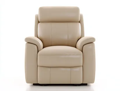 Sillones reclinables 90x95x100 cm - tapizado en cuero sintético beige - con reposapiés integrado - diseño moderno-Mitaaloft