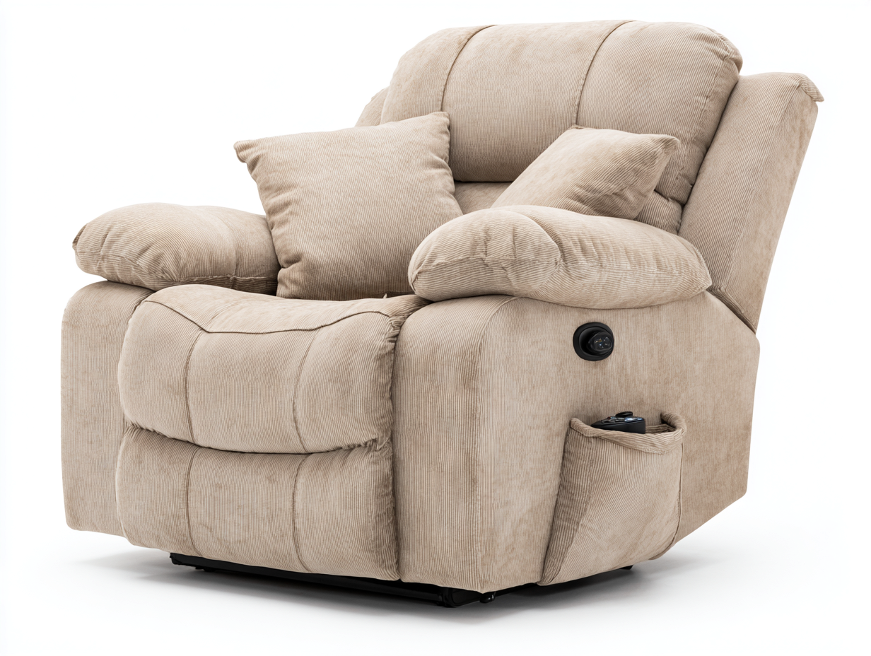 Sillones reclinables tela 95x90x100 cm beige descanso ergonómico moderno-Mitaaloft