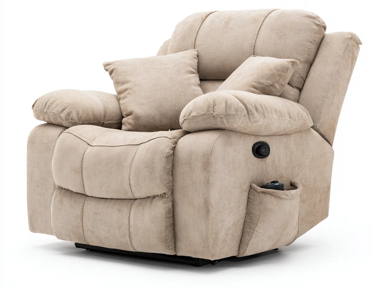 Sillones reclinables tela 95x90x100 cm beige descanso ergonómico moderno-Mitaaloft
