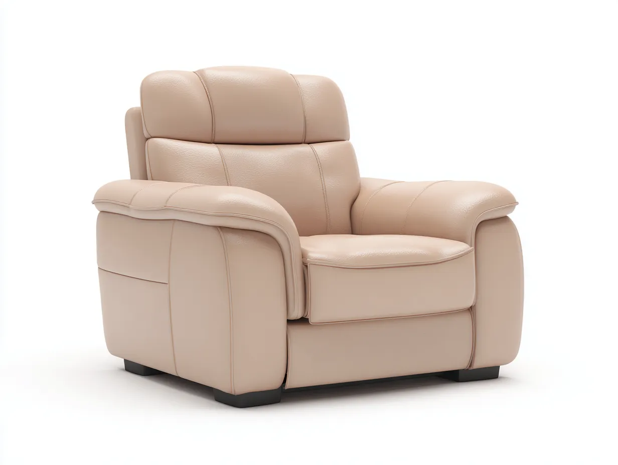 Sillones reclinables de piel sintética 90x95x100 cm - color beige - diseño ergonómico-Mitaaloft