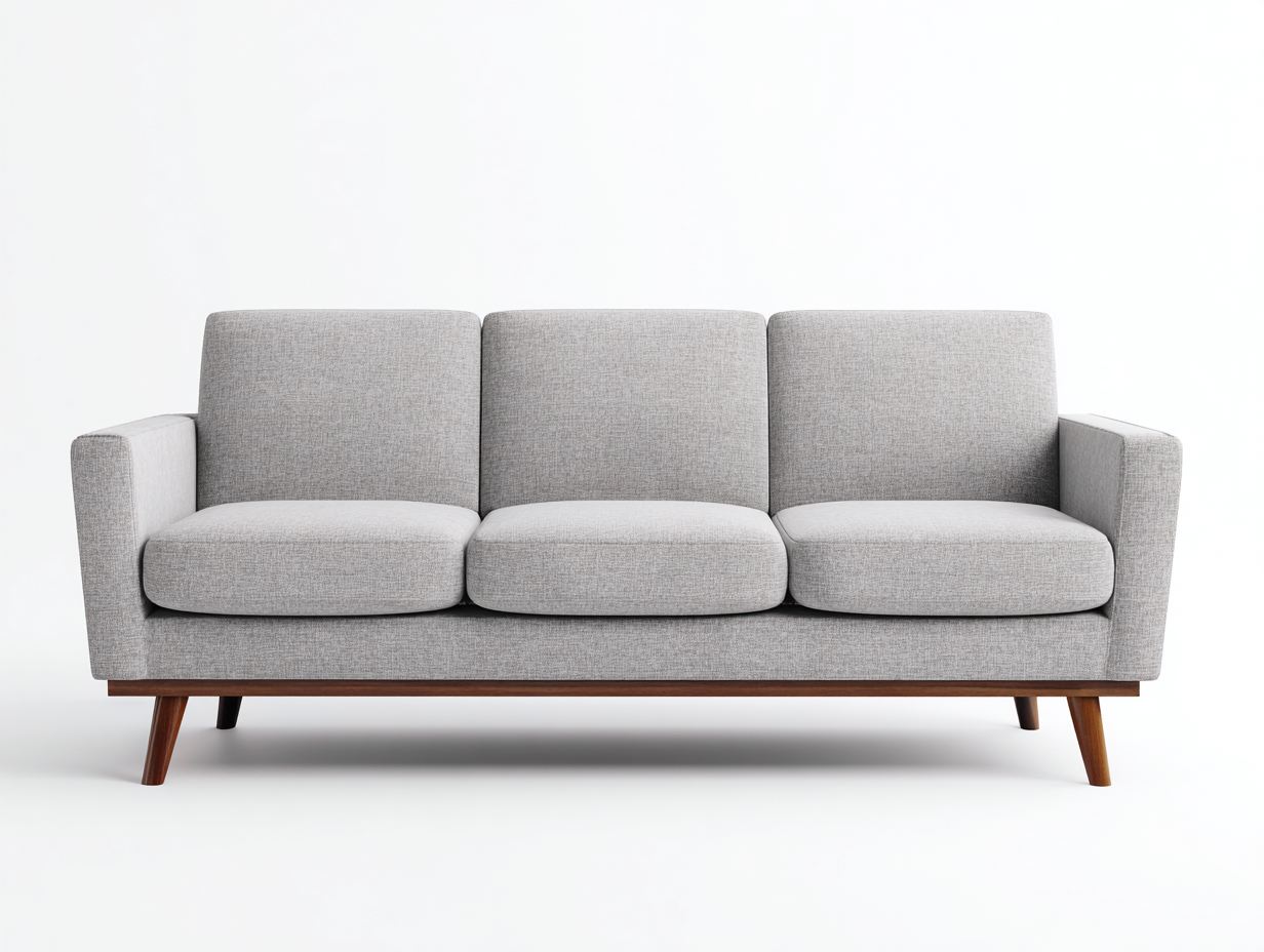 Sofás 3 plazas tela 202x84x86 cm - gris claro - diseño moderno para salón-Mitaaloft