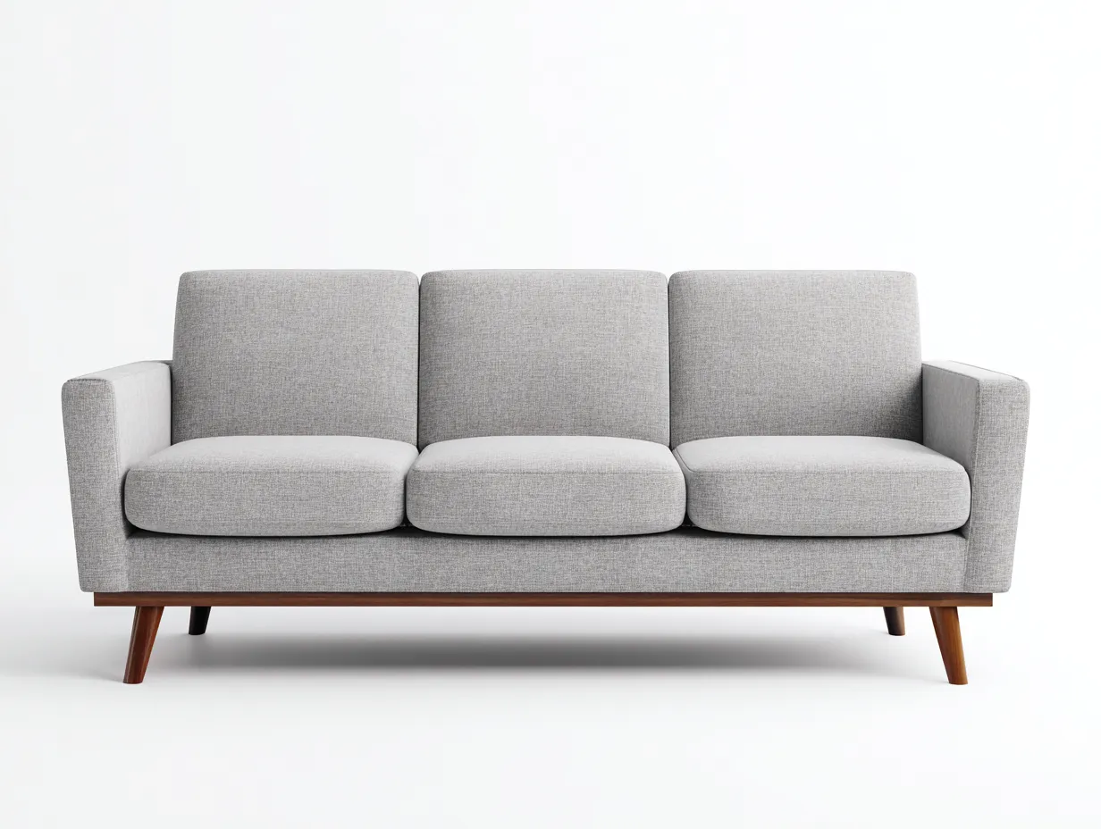 Sofás 3 plazas tela 202x84x86 cm - gris claro - diseño moderno para salón-Mitaaloft