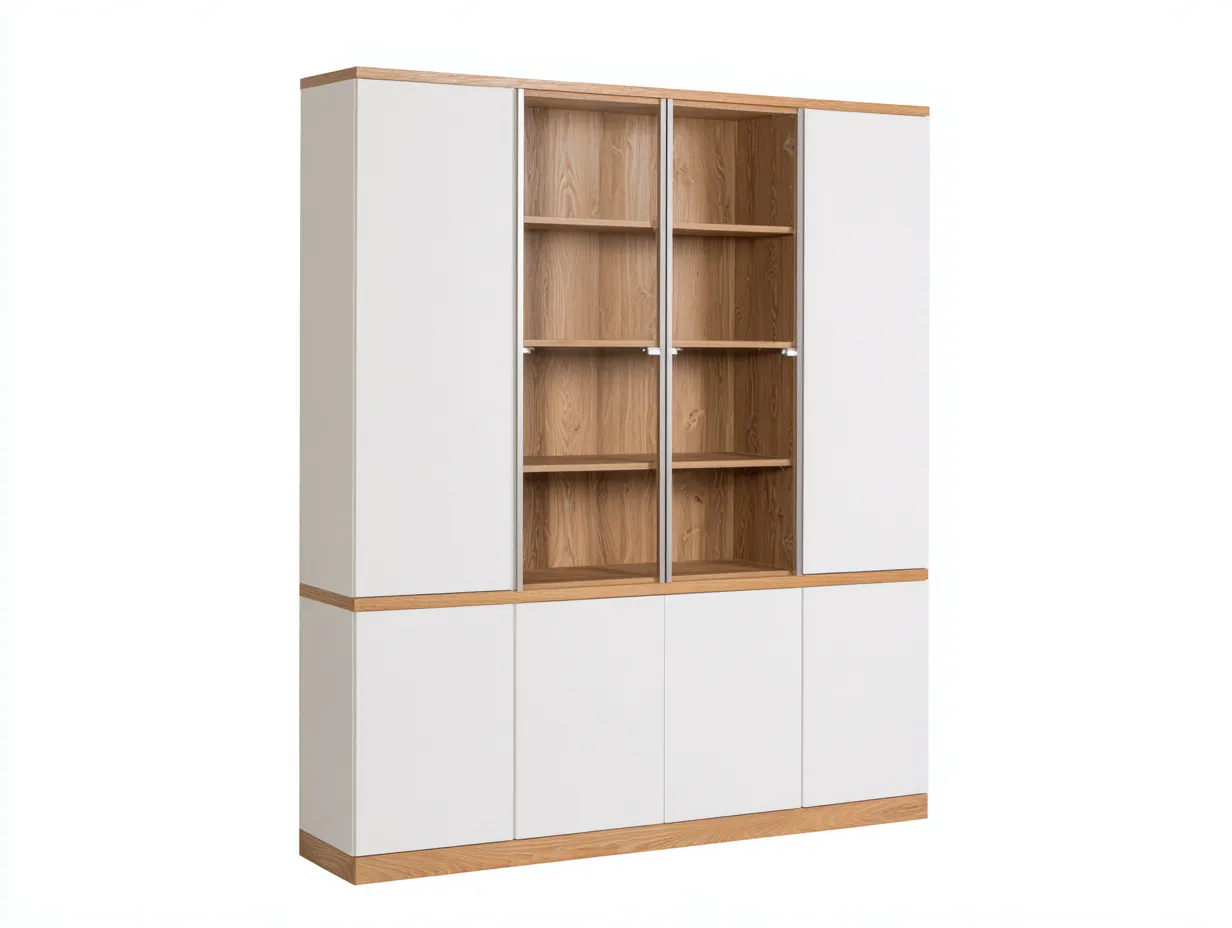 Estanterías madera y MDF 180x40x180 cm - blanco y roble - diseño moderno para salón y entrada-Mitaaloft