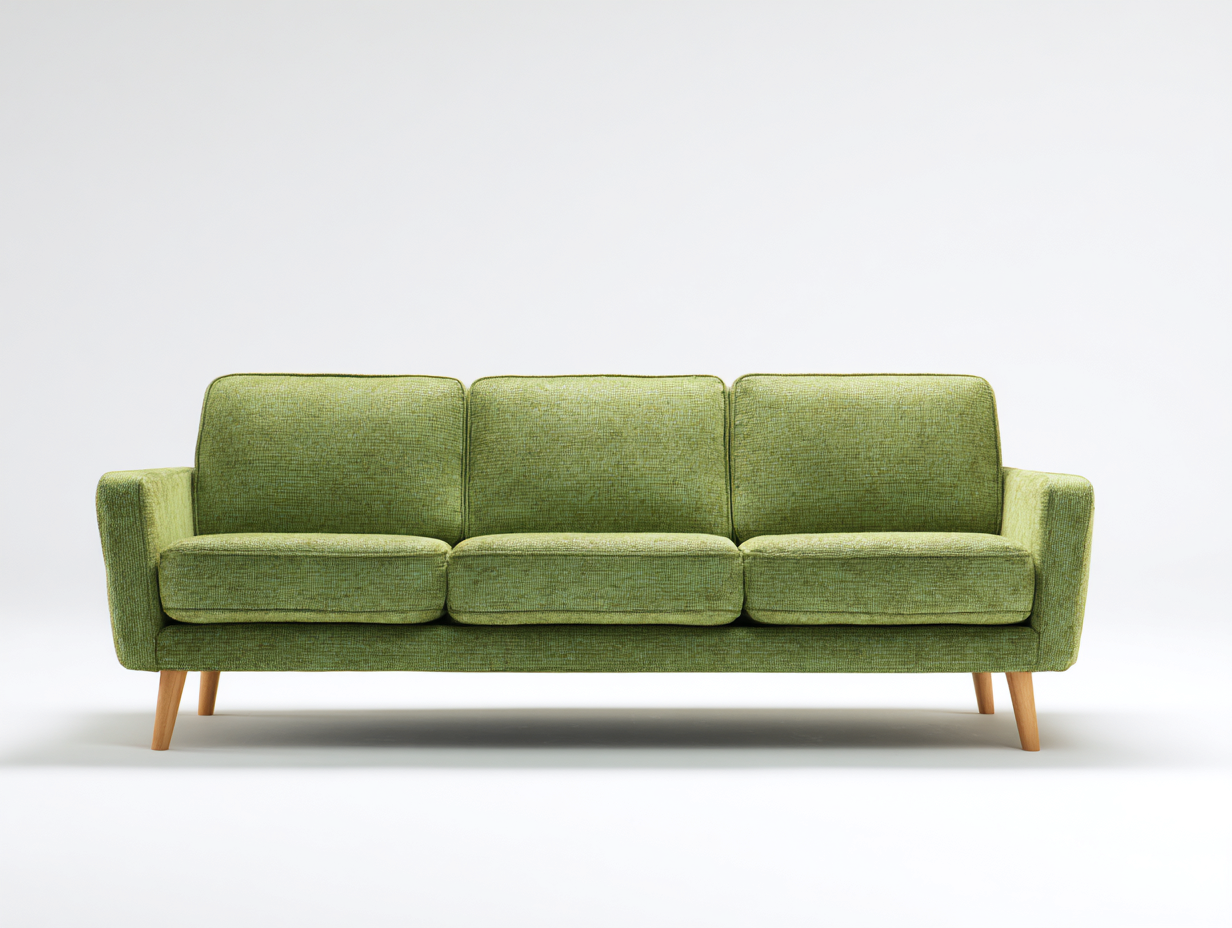 Sofás 3 plazas de tela 200x85x85 cm - color verde - diseño moderno con patas de madera para salón-Mitaaloft
