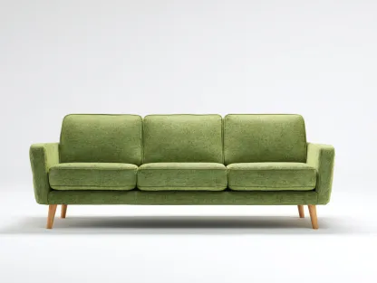Sofás 3 plazas de tela 200x85x85 cm - color verde - diseño moderno con patas de madera para salón-Mitaaloft
