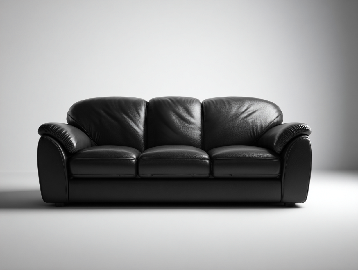 Sofás 3 plazas 210x95x85 cm - tapizado en cuero sintético negro - respaldo acolchado - diseño moderno-Mitaaloft