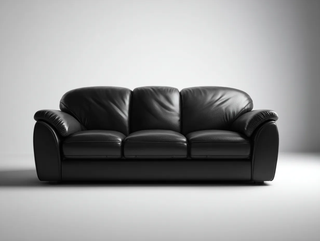 Sofás 3 plazas 210x95x85 cm - tapizado en cuero sintético negro - respaldo acolchado - diseño moderno-Mitaaloft