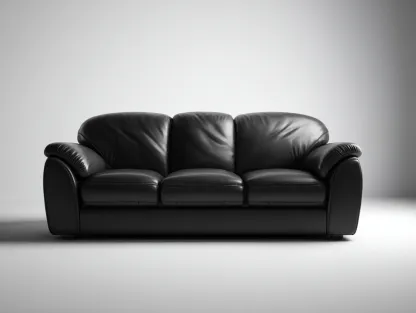 Sofás 3 plazas 210x95x85 cm - tapizado en cuero sintético negro - respaldo acolchado - diseño moderno-Mitaaloft
