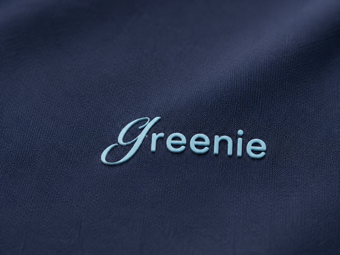 Tonal heat-pressed logo on navy