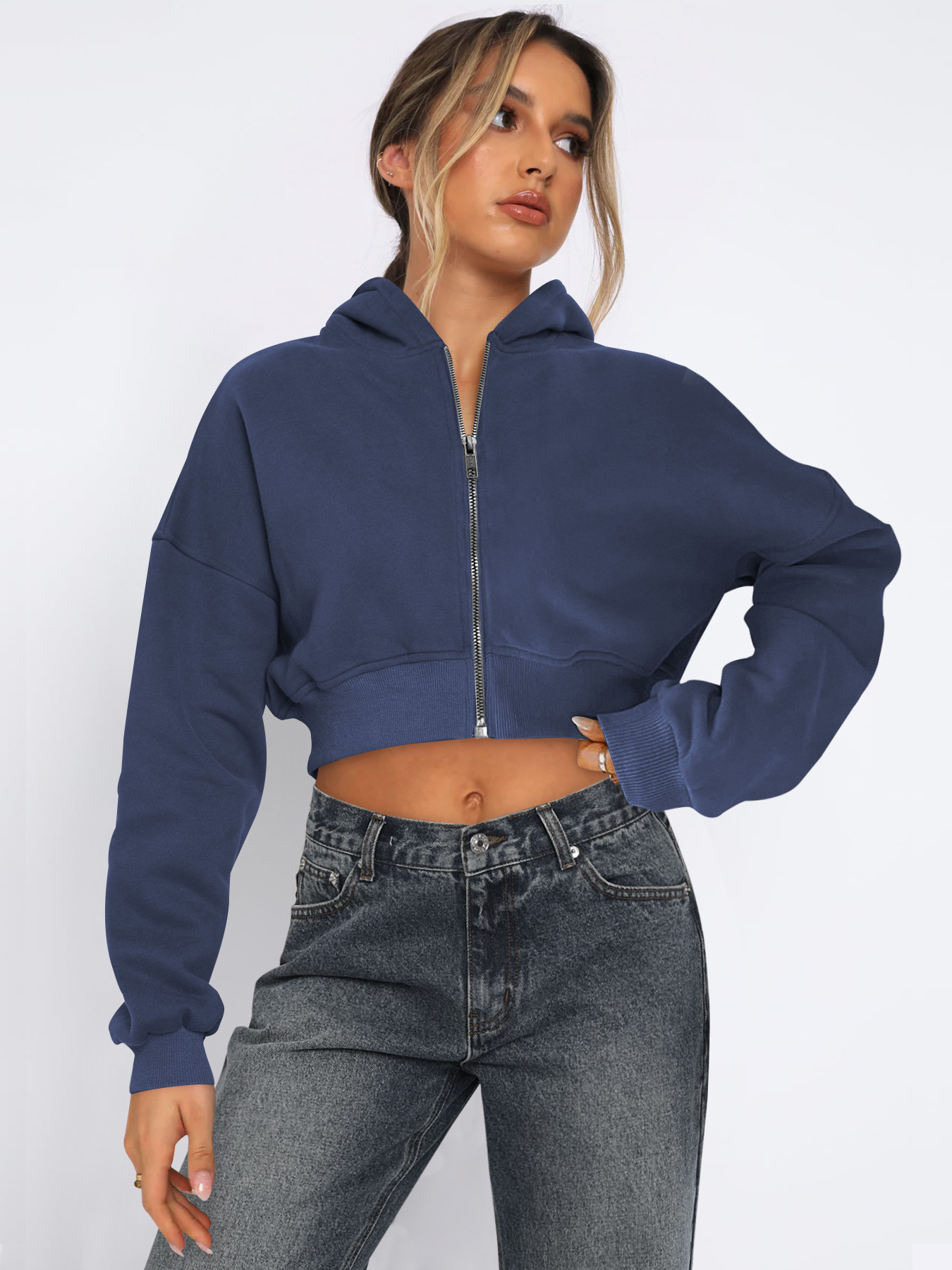 Casual Warm Short Fleece Hoodie Sweatshirt Jacket