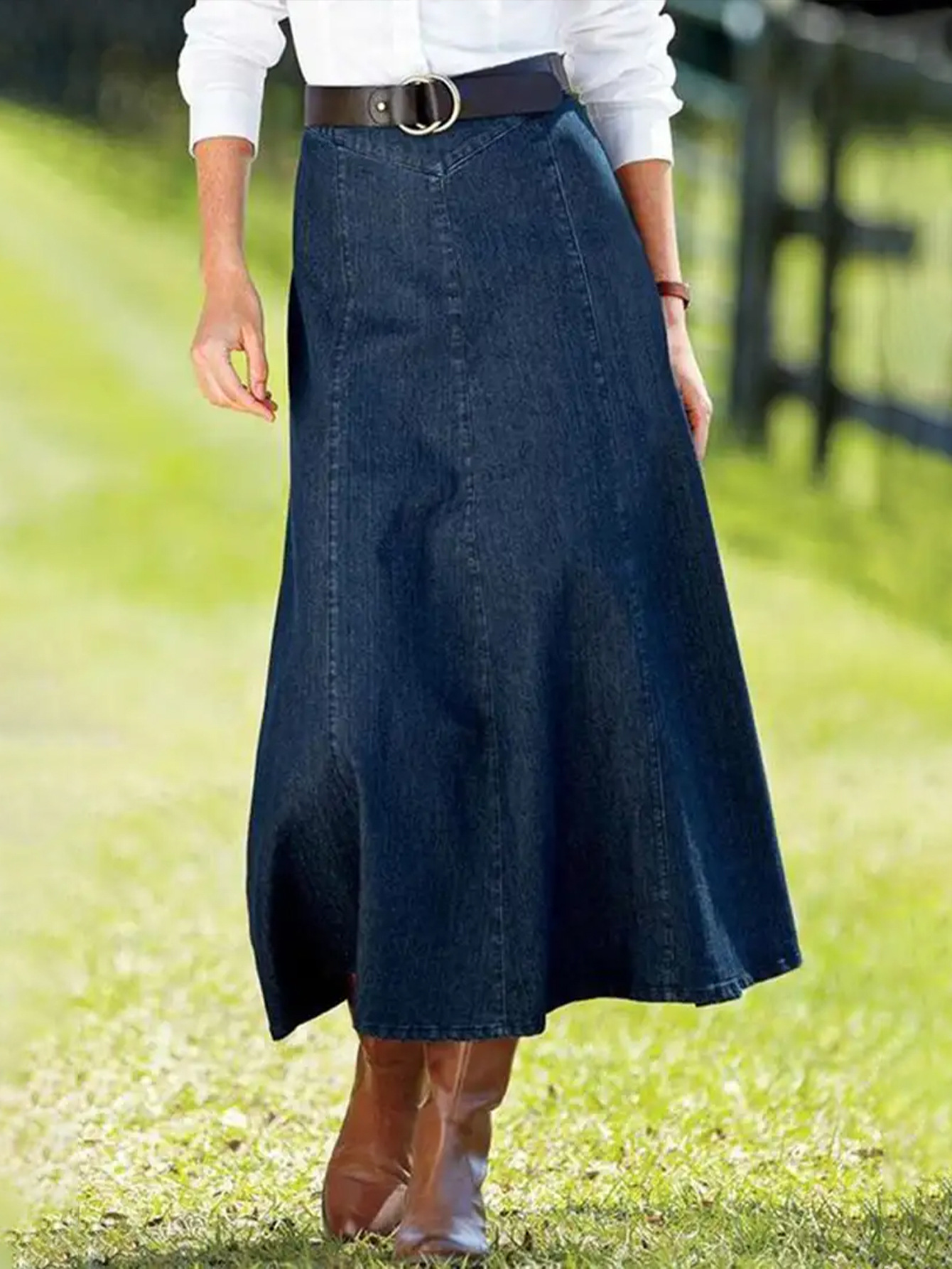 Casual A-line Light Washed Denim Skirt