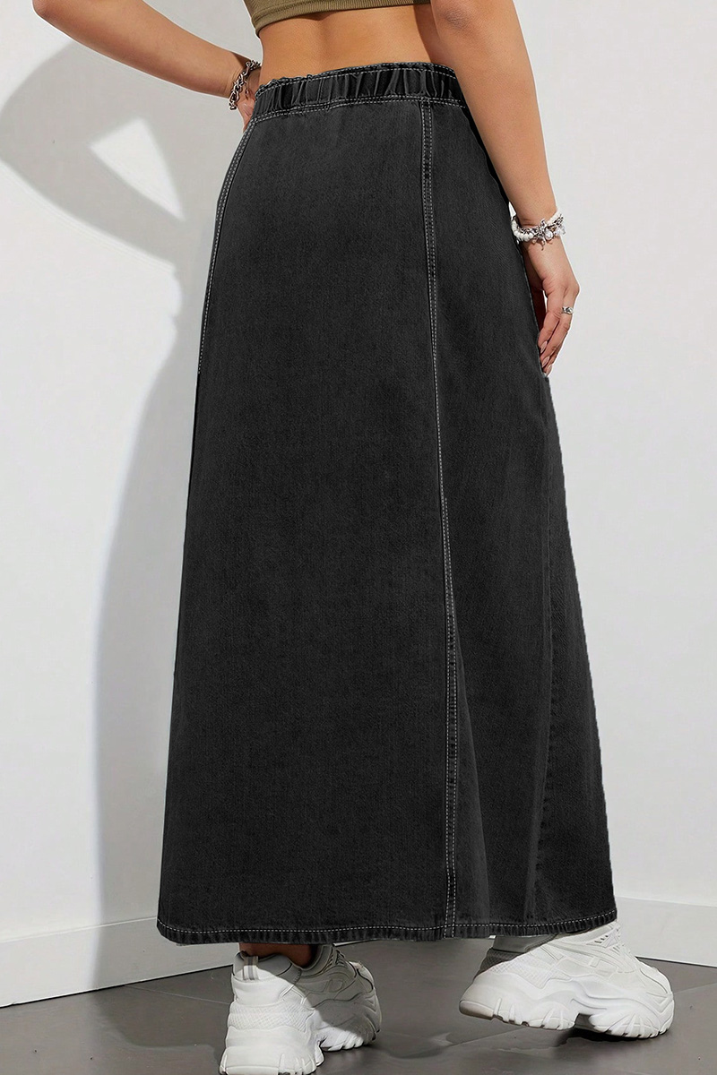 Women's Casual Elastic Waist Denim Skirt