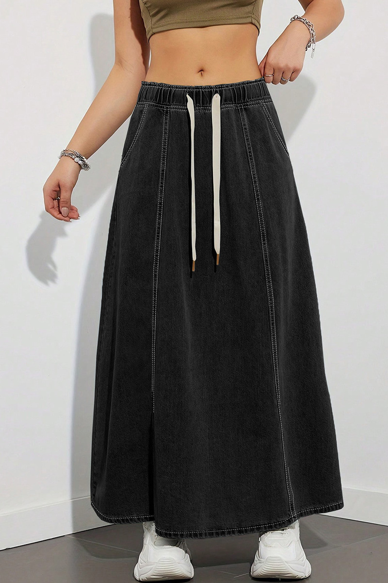 Women's Casual Elastic Waist Denim Skirt