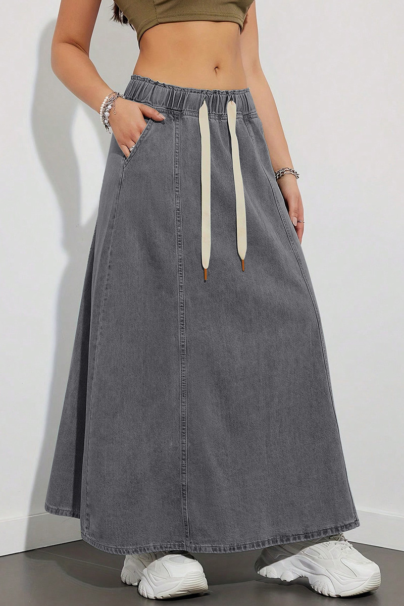 Women's Casual Elastic Waist Denim Skirt