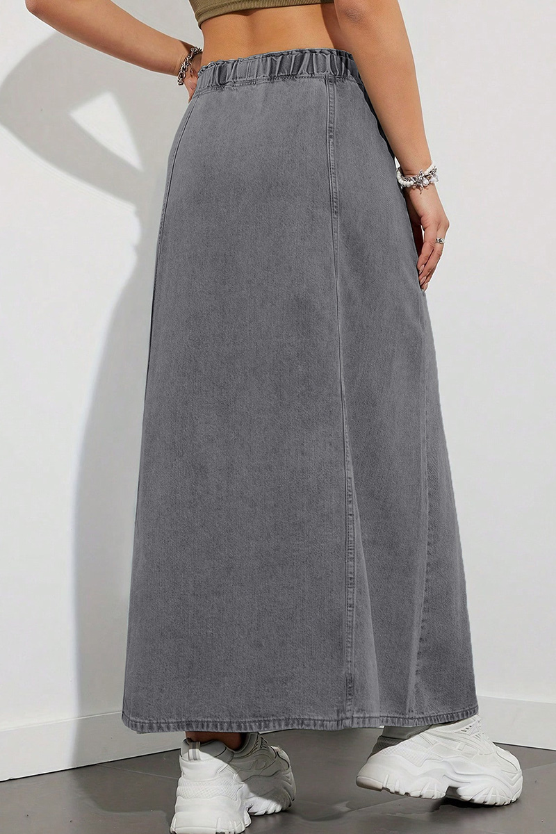 Women's Casual Elastic Waist Denim Skirt