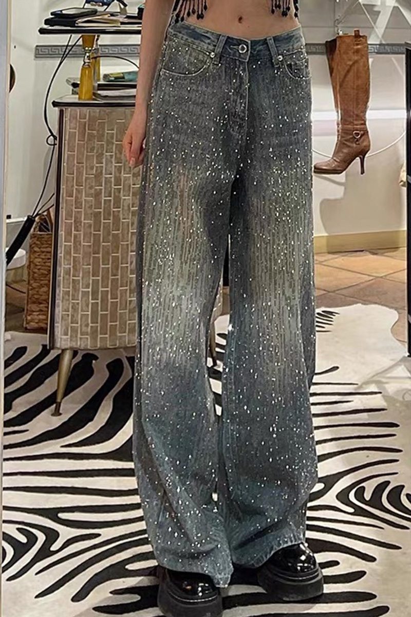 Women's Rhinestone-Embellished Relaxed-Fit Jeans