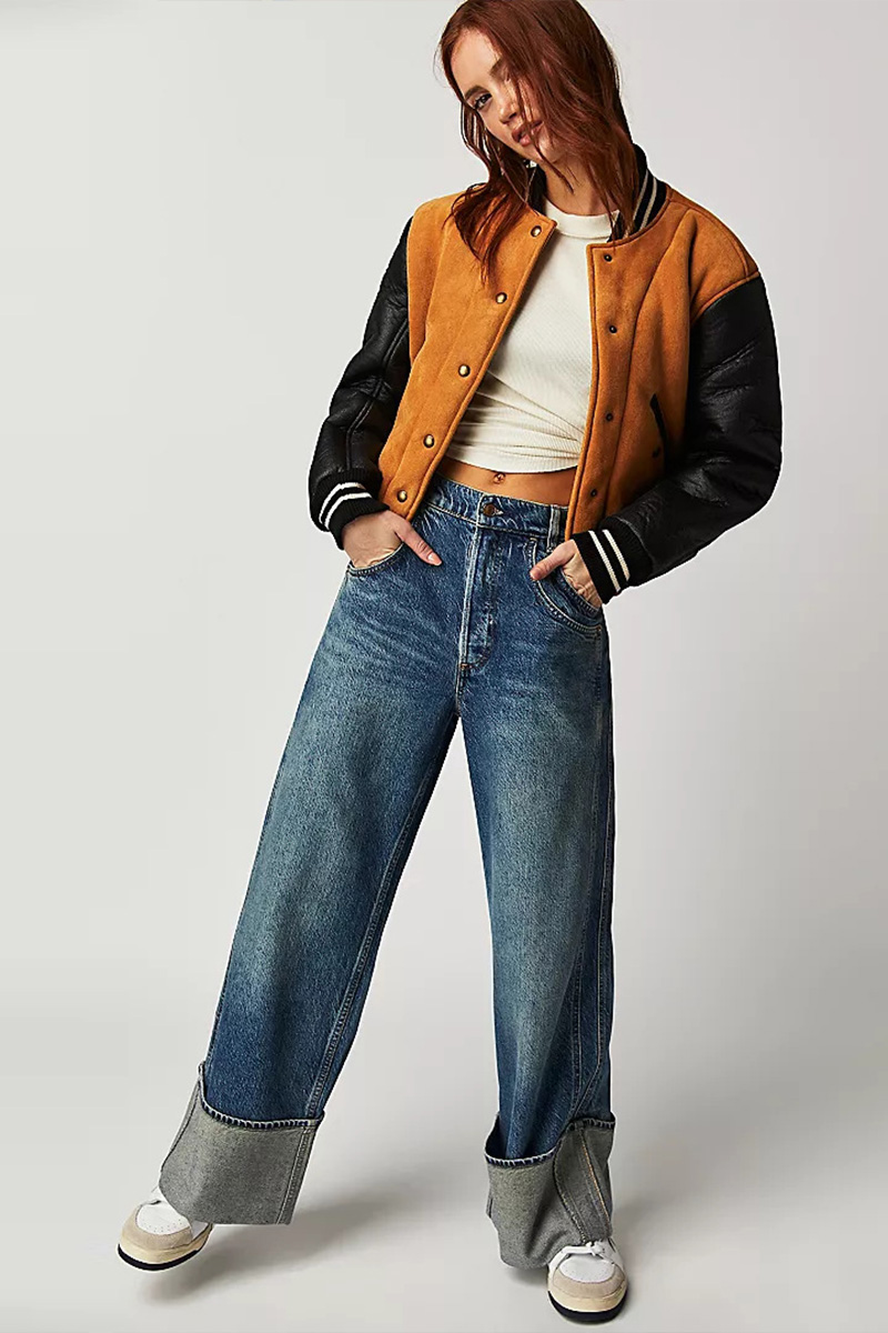 Women's Vintage Wash Mid-Rise Turn-Up Jeans
