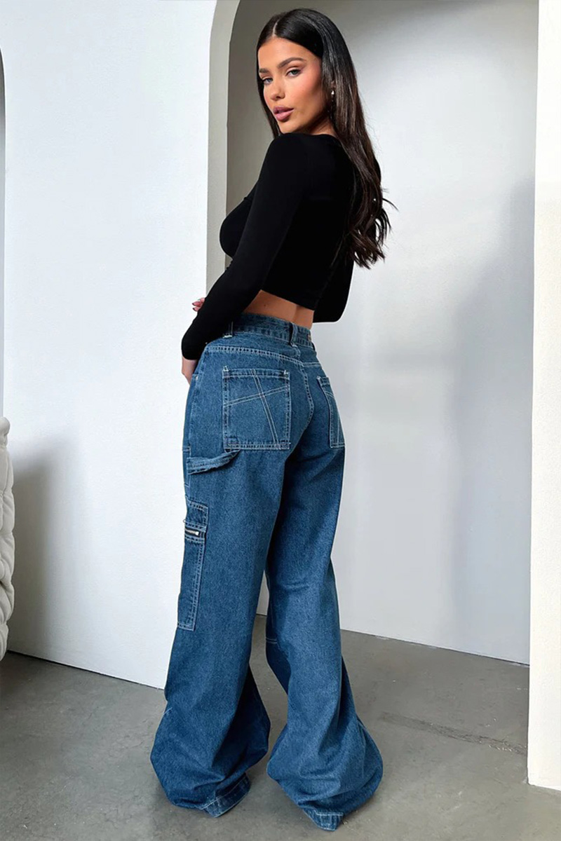 Women's Baddie Style Heavy-Duty Multi-Pocket Jeans