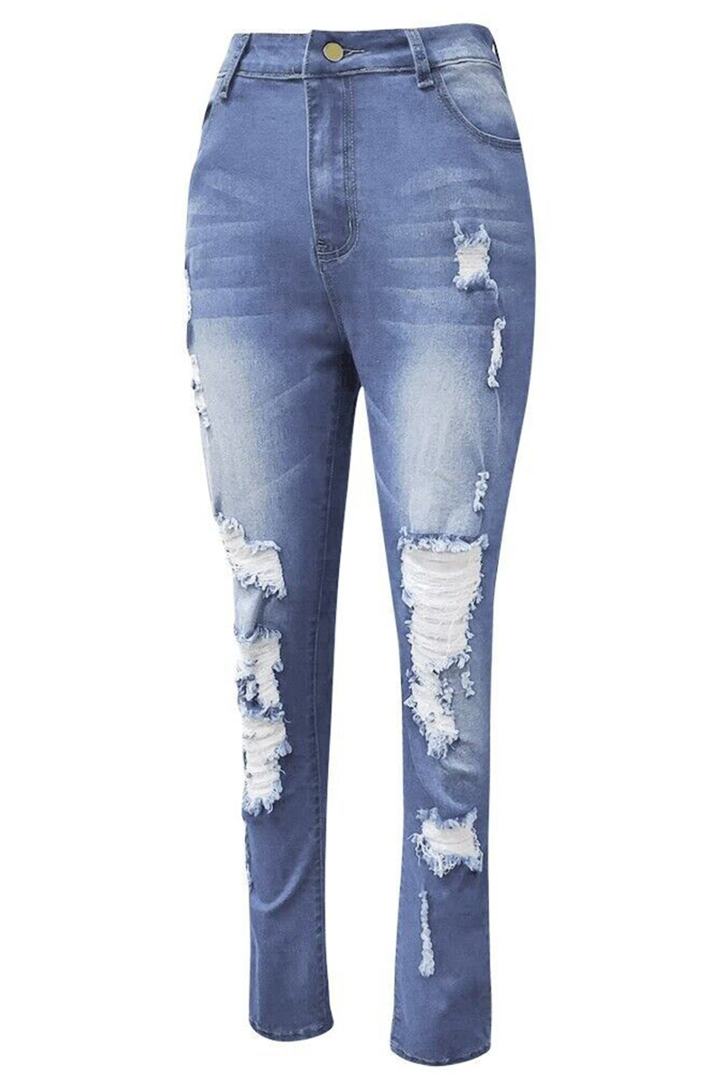 Women's Body-Hugging Ripped Denim Jeans