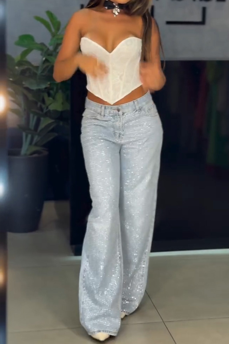 Women's Shiny Sequins Evening Elegant Jeans
