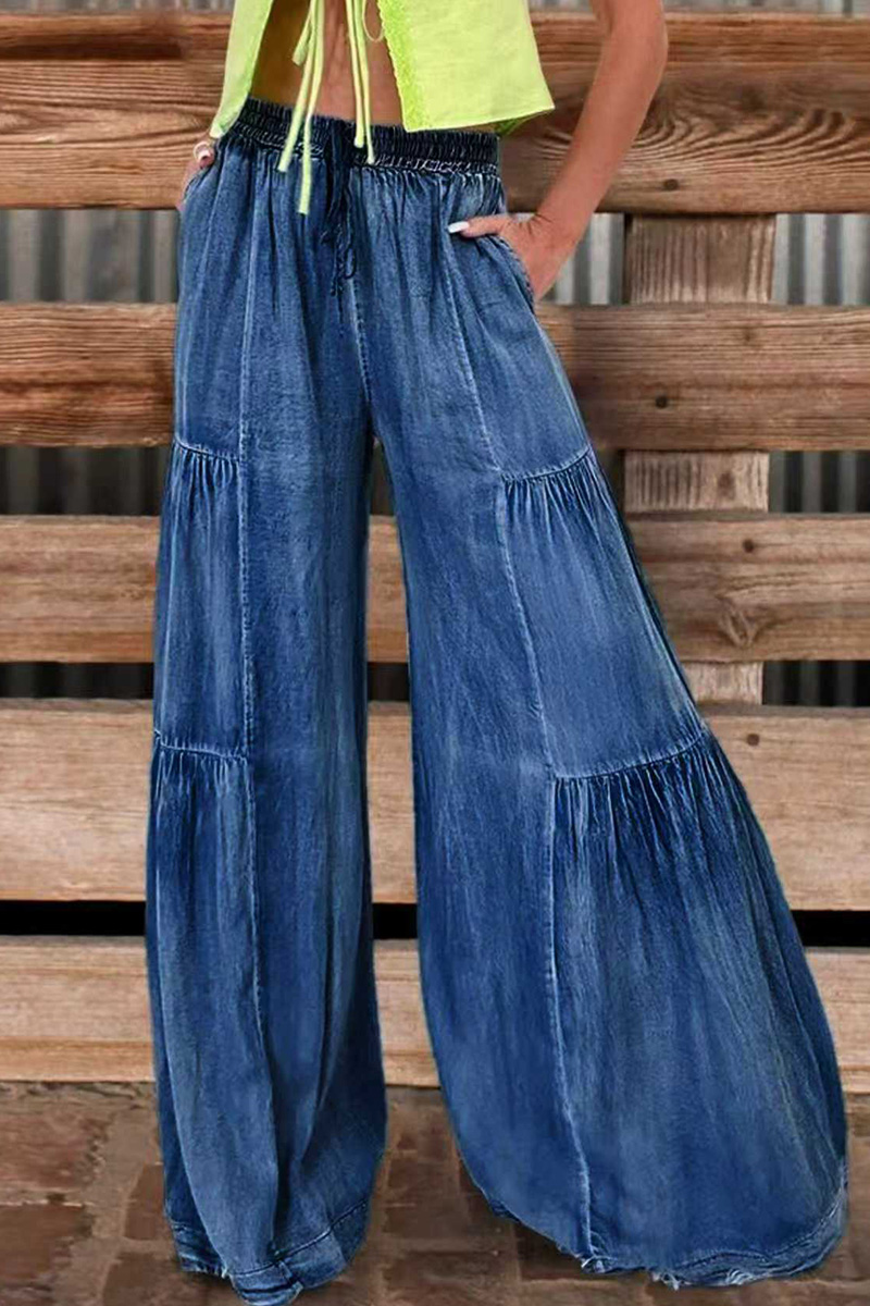Women's High-Waisted Stretch Flare Jeans with Fluid Drop-Hem