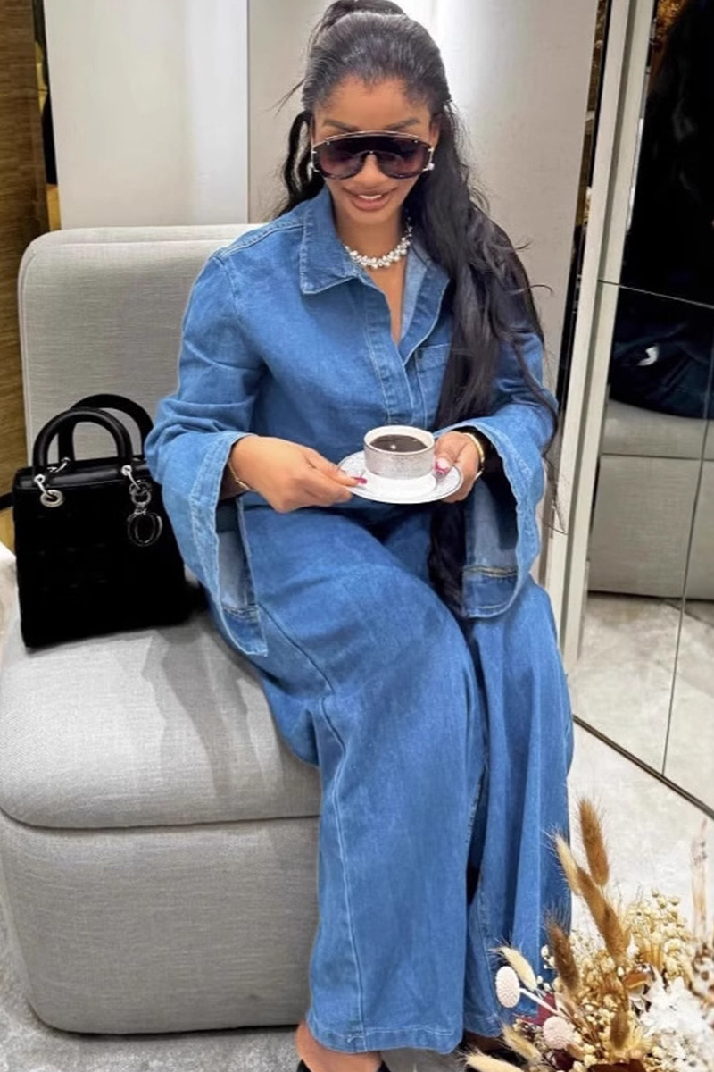 Effortless Women's Denim Cardigan And Jeans Lounge Set