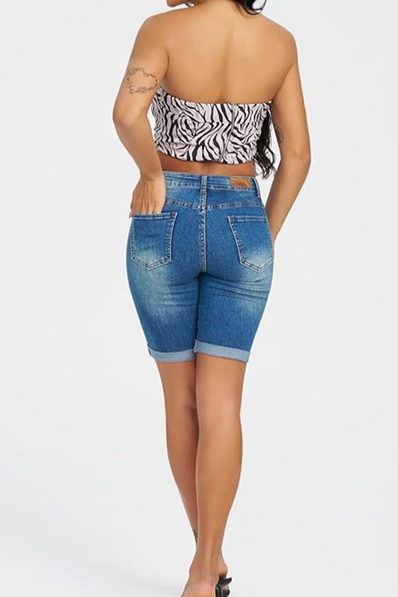 Women's Artisan Crafted Distressed High Waist Straight Shorts