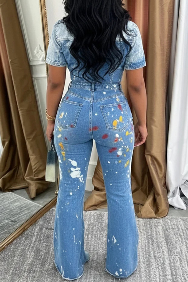 Women's Casual Colorful Denim Jumpsuit