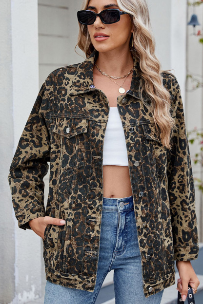 Casual Loose Fit Inside Patch Pocket Denim Jacket