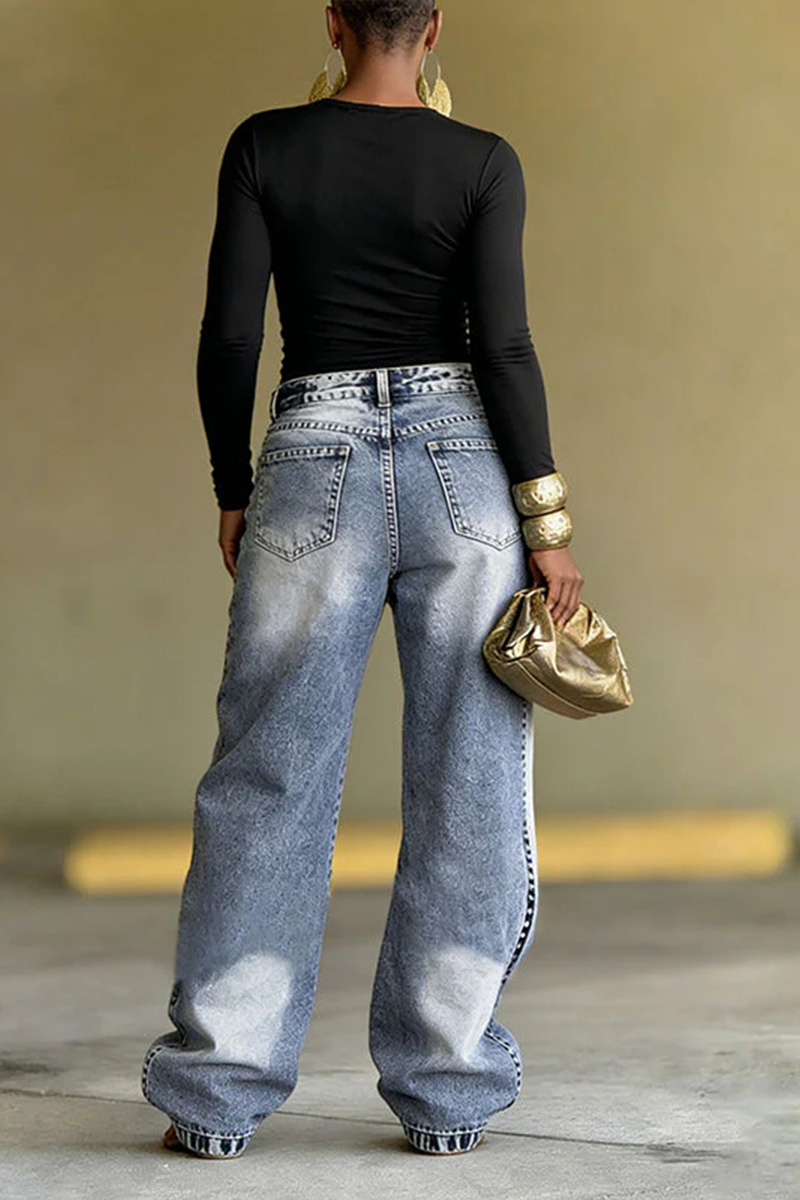 Beliebte Damen-Jeans mit asymmetrischer Überlappung für den Alltag