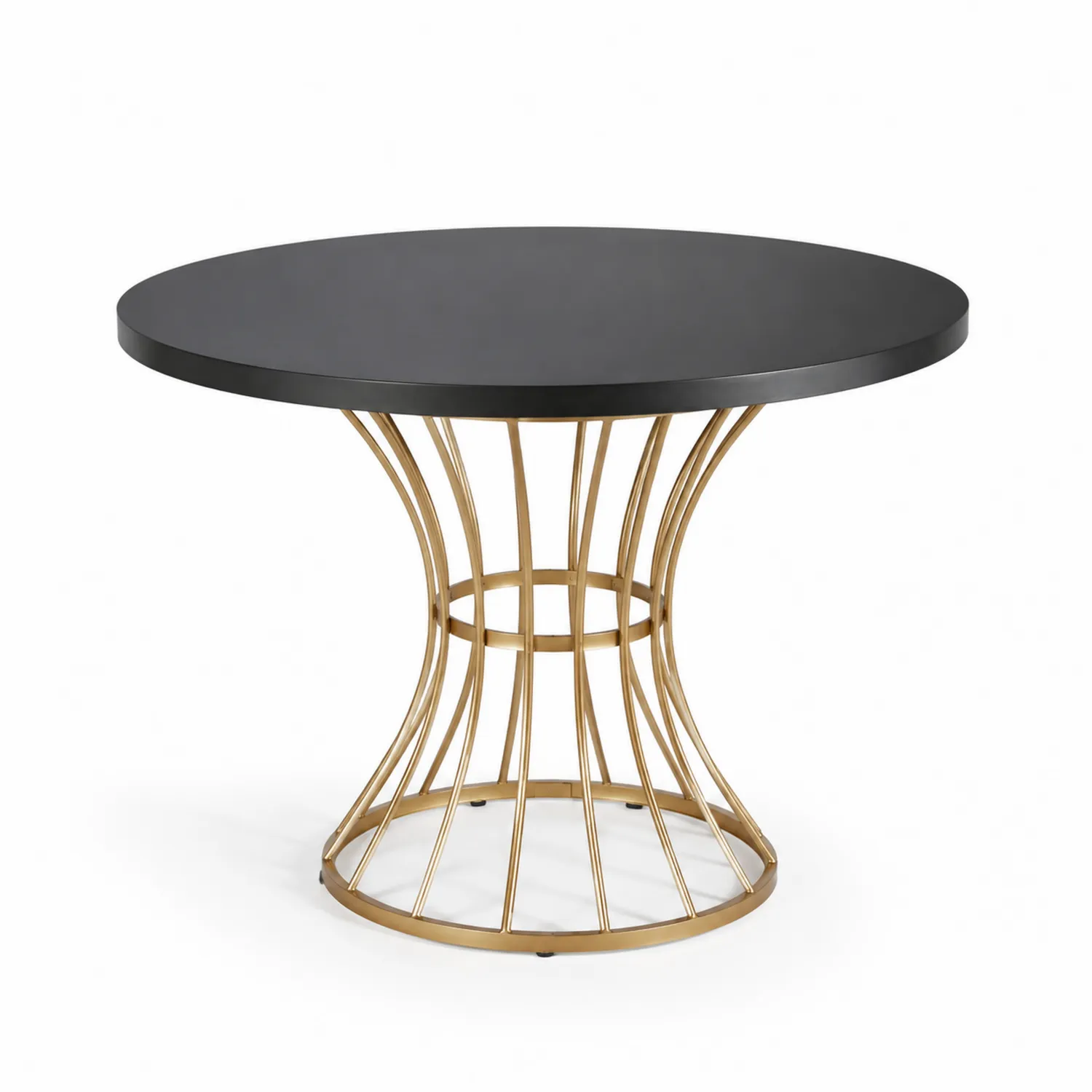 Table ronde en bois MDF et métal Noir/Doré Ø120 cm