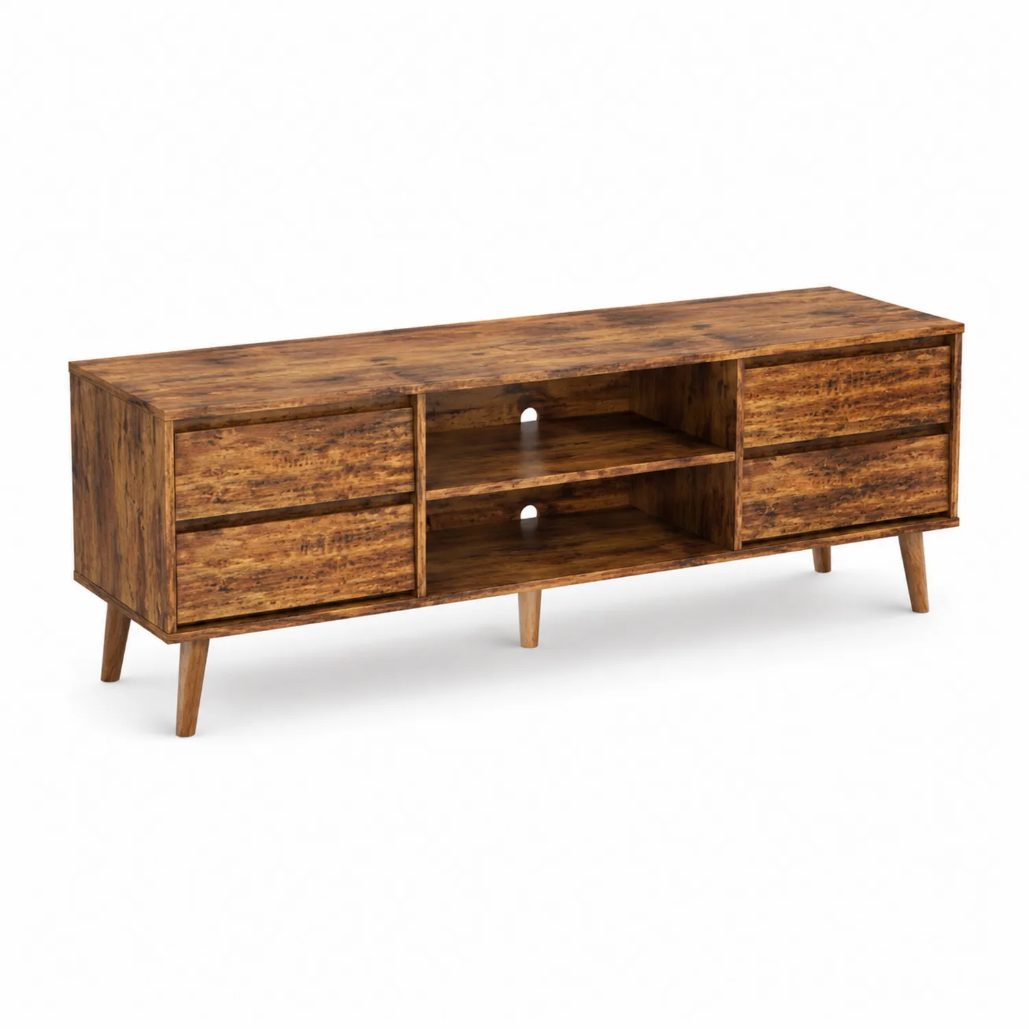 Meuble TV en bois d'acacia avec rangements 180x40x50 cm