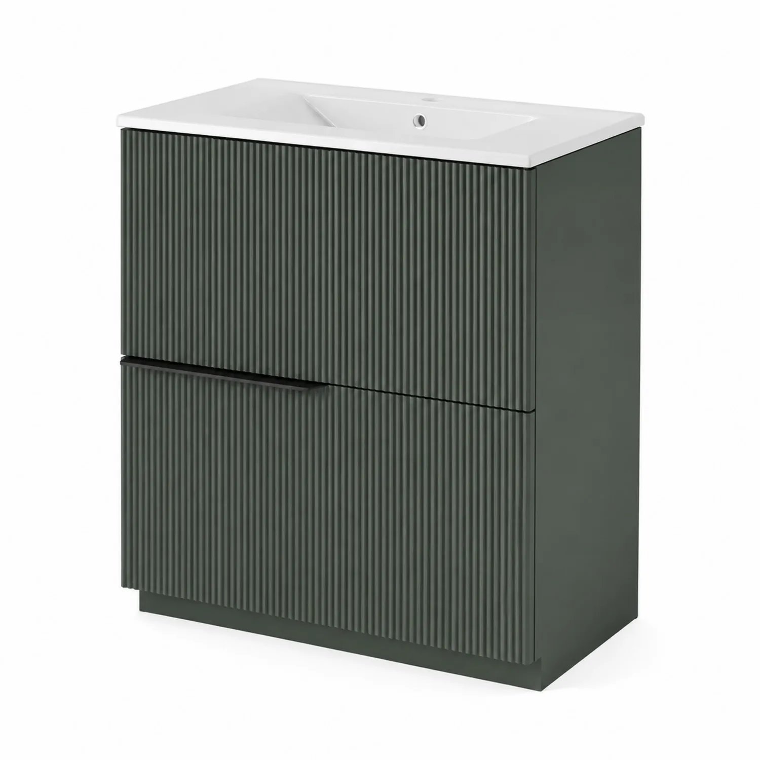 Meuble lavabo en bois MDF Vert Foncé avec vasque céramique