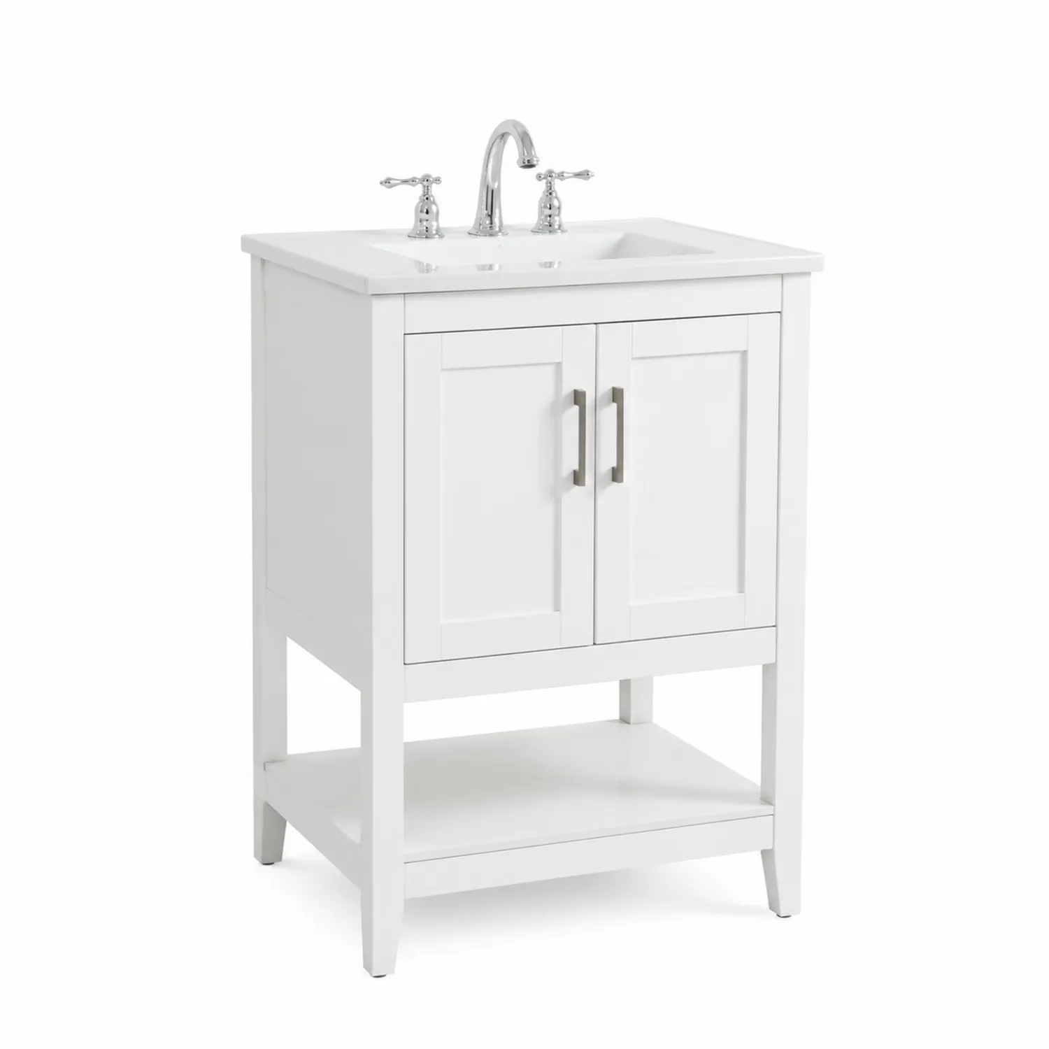 Meuble lavabo simple en bois MDF avec évier en céramique