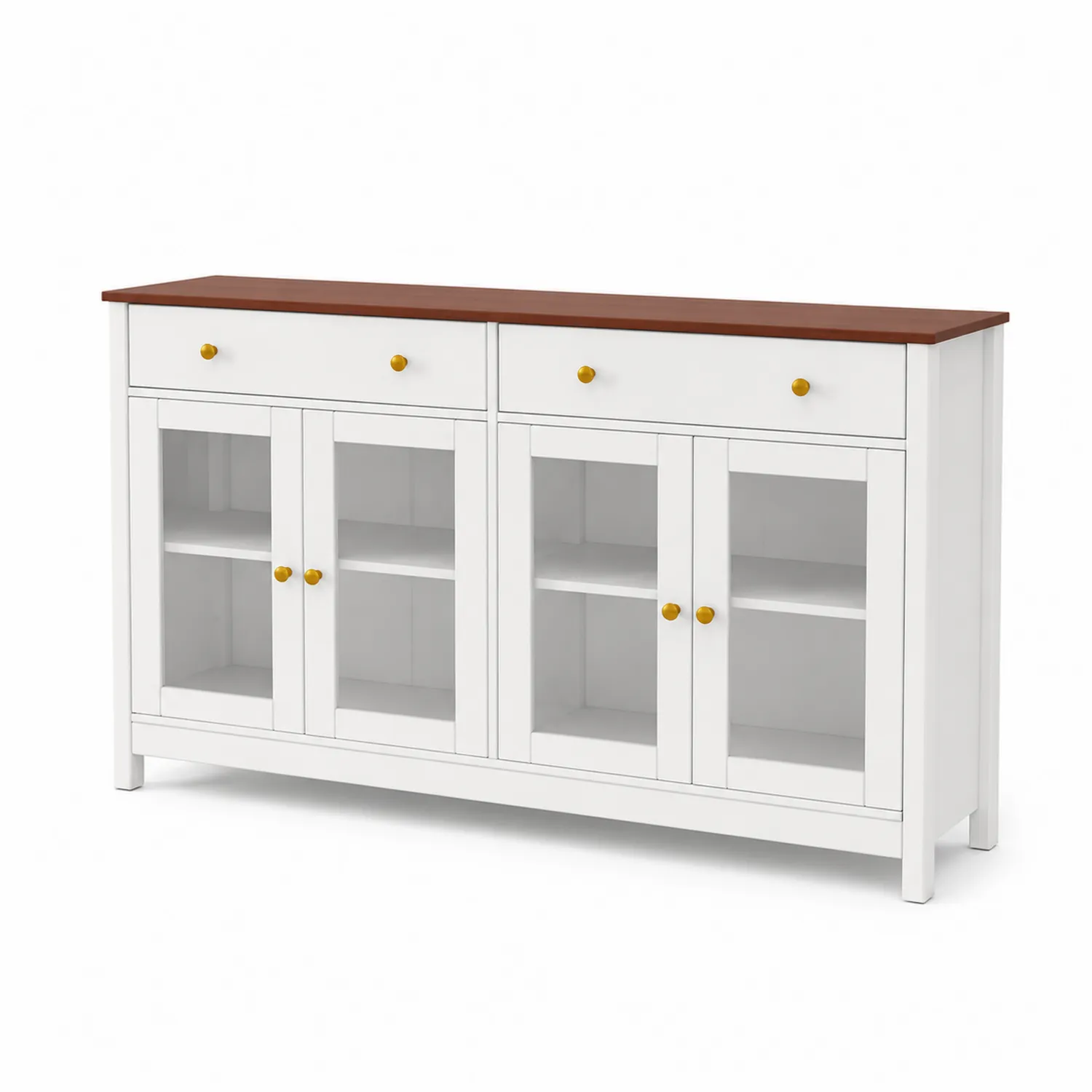 Buffet en bois avec portes en verre trempé