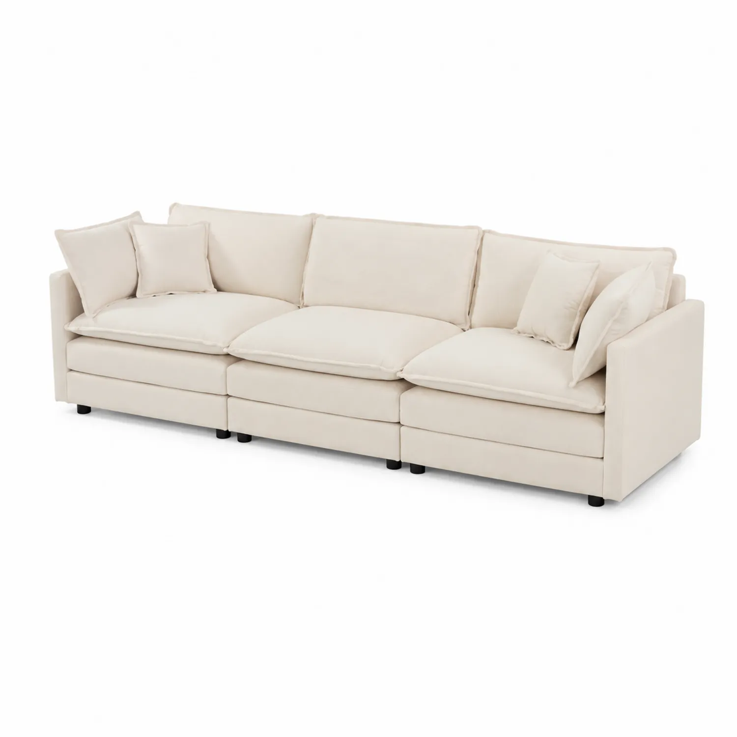 Canapé modulable en tissu polyester beige 4 places