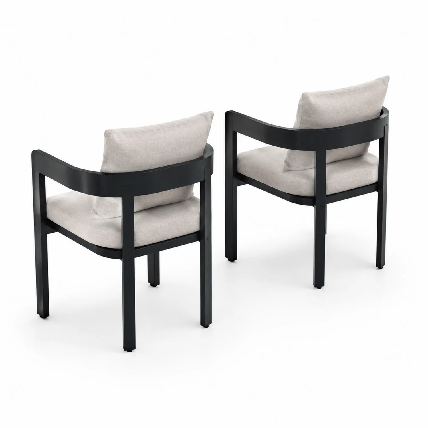 Paire de chaises de jardin en métal avec coussins en tissu