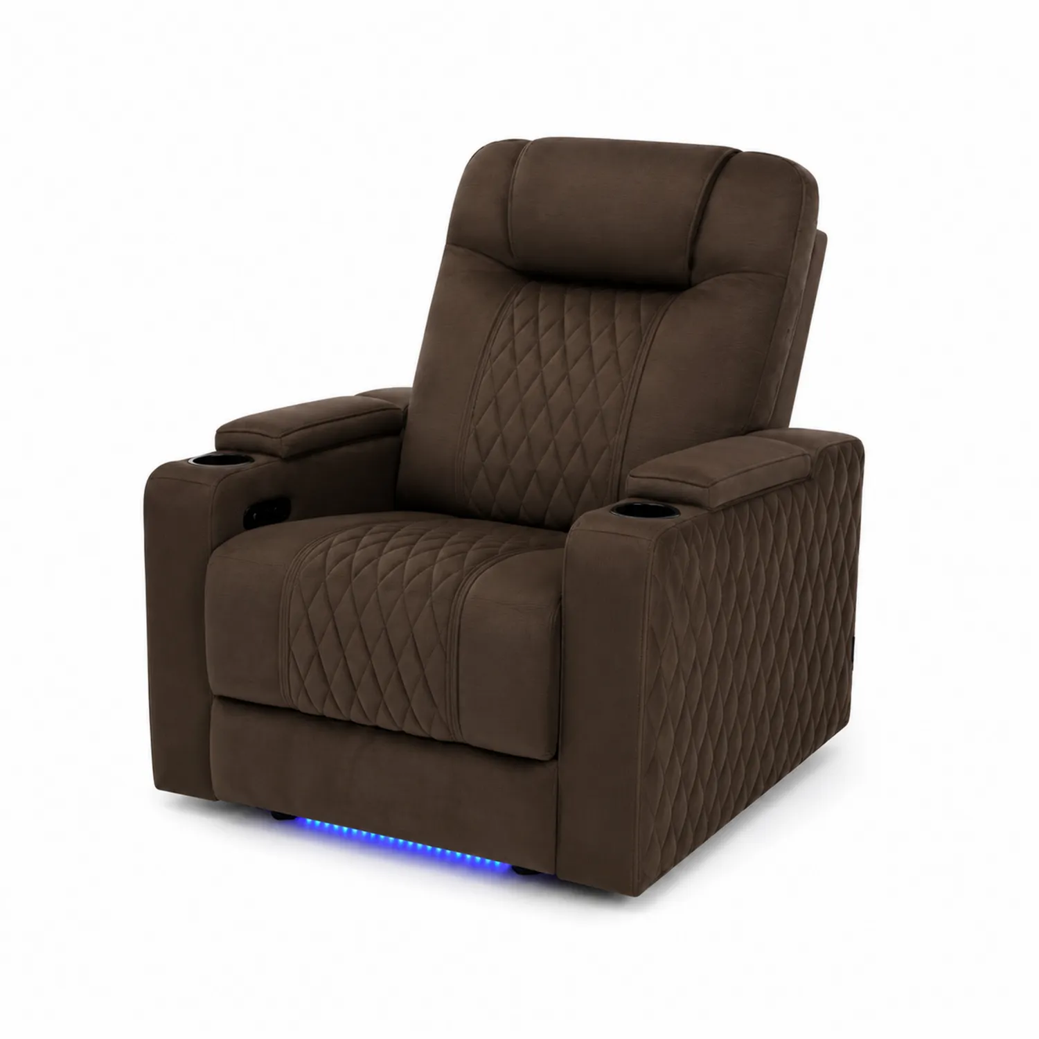 Fauteuil inclinable en tissu polyester Marron avec LED et porte-gobelets