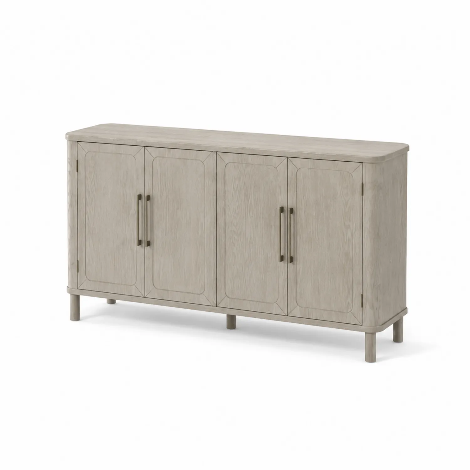Buffet en bois massif chêne avec quatre portes 150x40x85 cm Gris