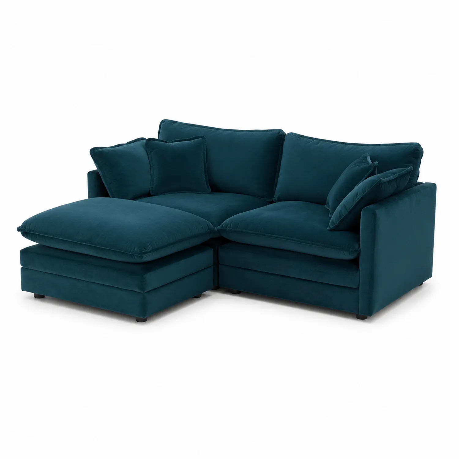 Canapé modulable en velours bleu