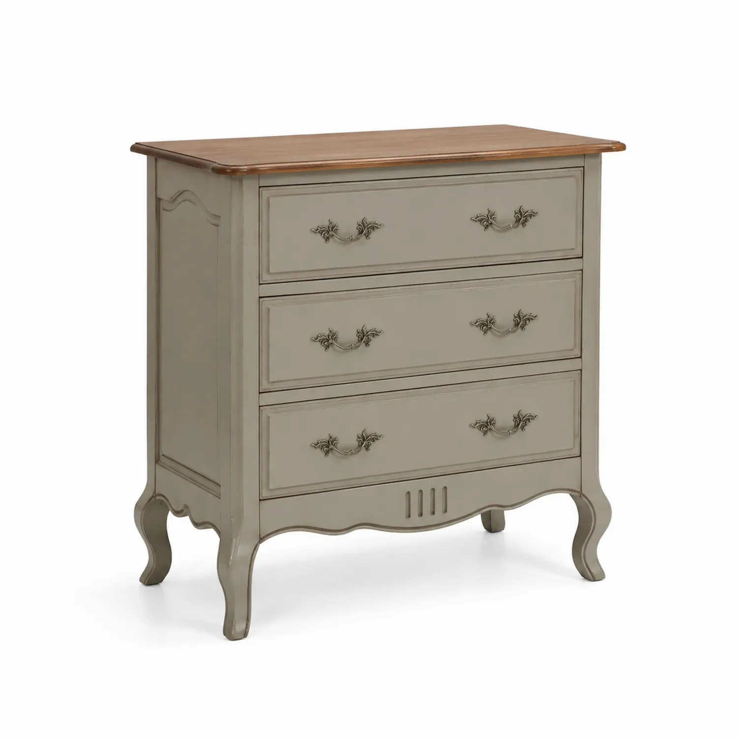 Commode en bois avec trois tiroirs Gris et Marron 80x40x85 cm