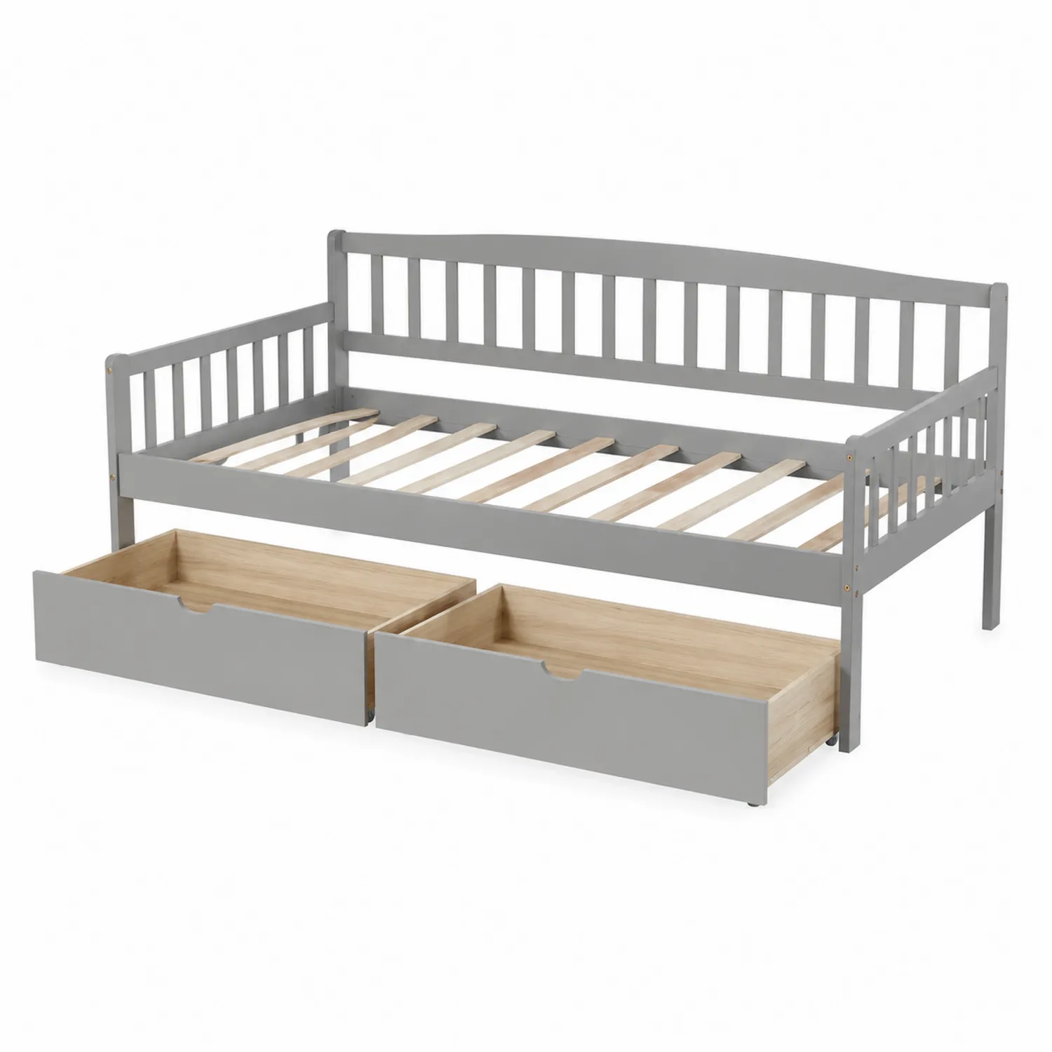 Lit de Jour en Bois avec Tiroirs MDF Gris