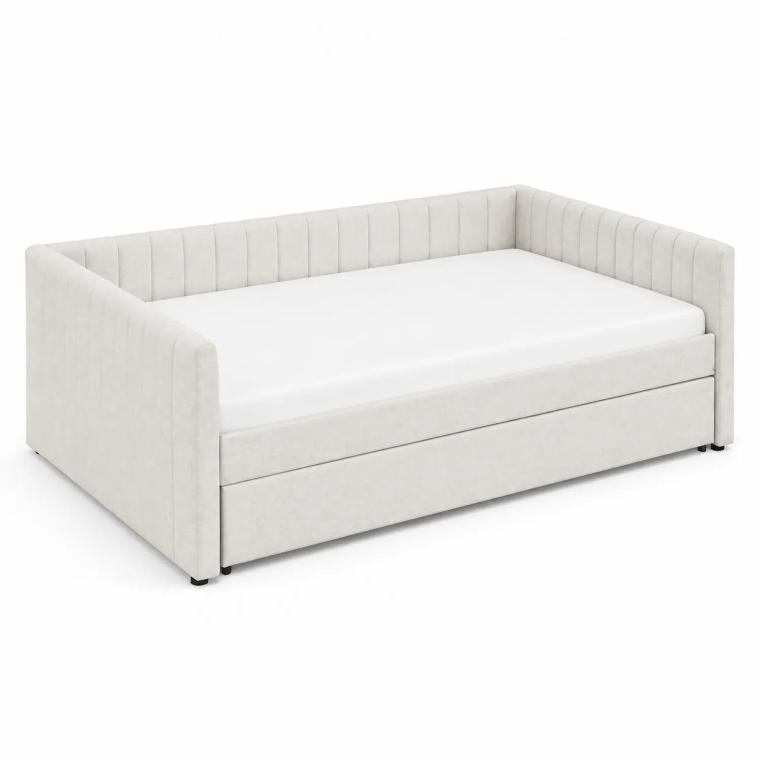 Lit de jour en tissu avec tiroir en bois Blanc 200x90 cm