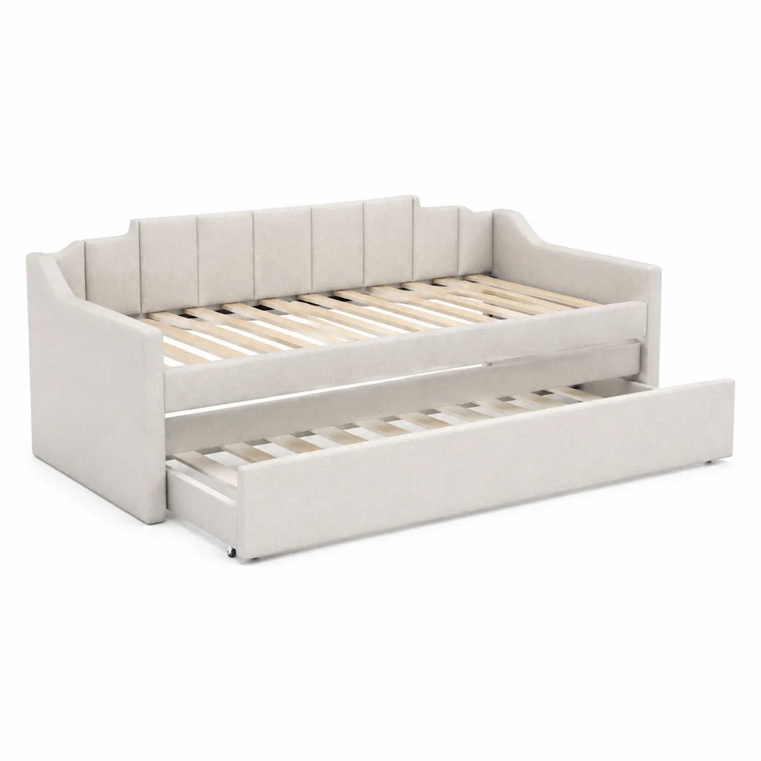 Lit de jour avec tiroir en bois et tissu Beige