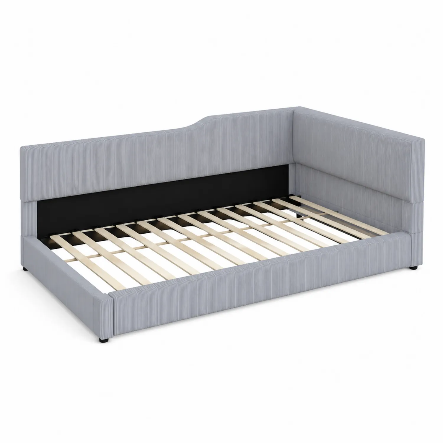 Lit de jour en bois et tissu Gris 200x90 cm