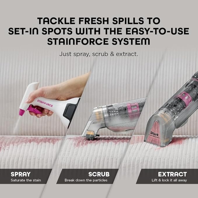 Shark StainForce Handheld Spot & Stain Cleaner with Storage Caddy & Crevice Tool - HX101