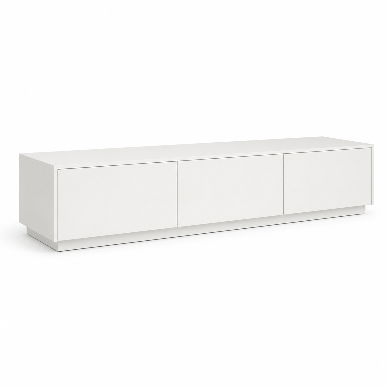 Minimalistisches TV-Lowboard in Mattweiß mit Push-to-open-Türen 180 x 38 x 42 cm-Roomzenith